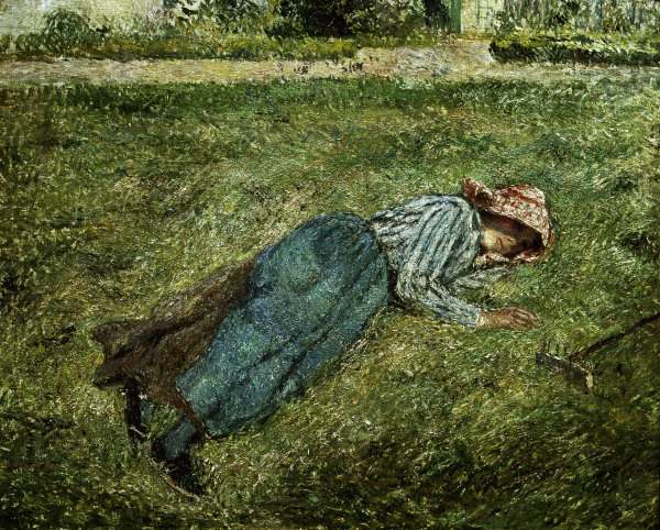 C.Pissarro, Liegendes Mädchen.. a Camille Pissarro