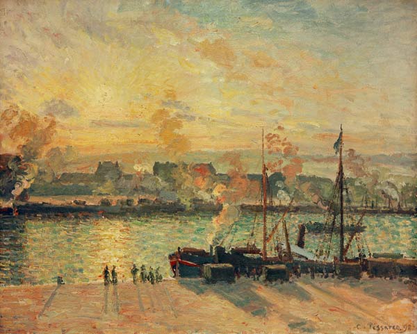 Sunset, port of Rouen a Camille Pissarro