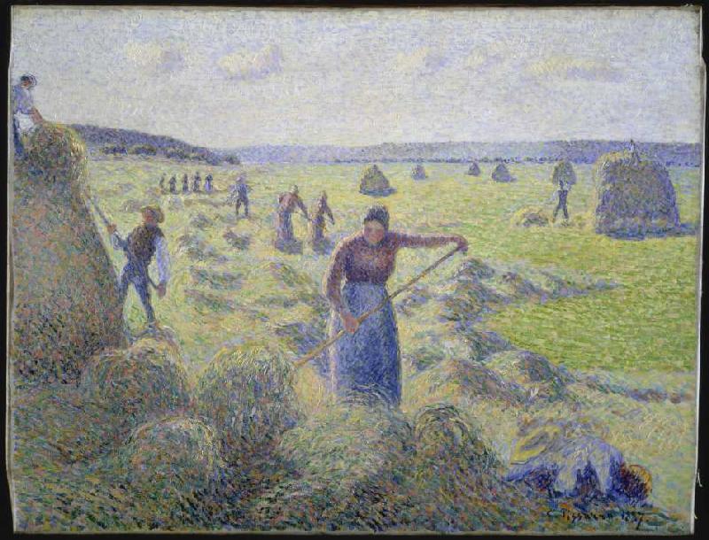 At the hay harvest a Camille Pissarro