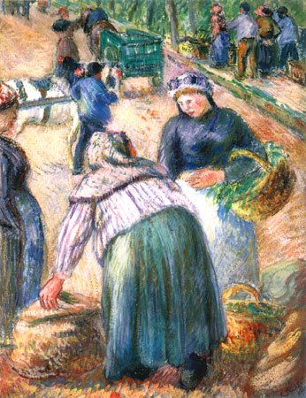 The potato market, boulevard of the Fossés, Pontoise a Camille Pissarro