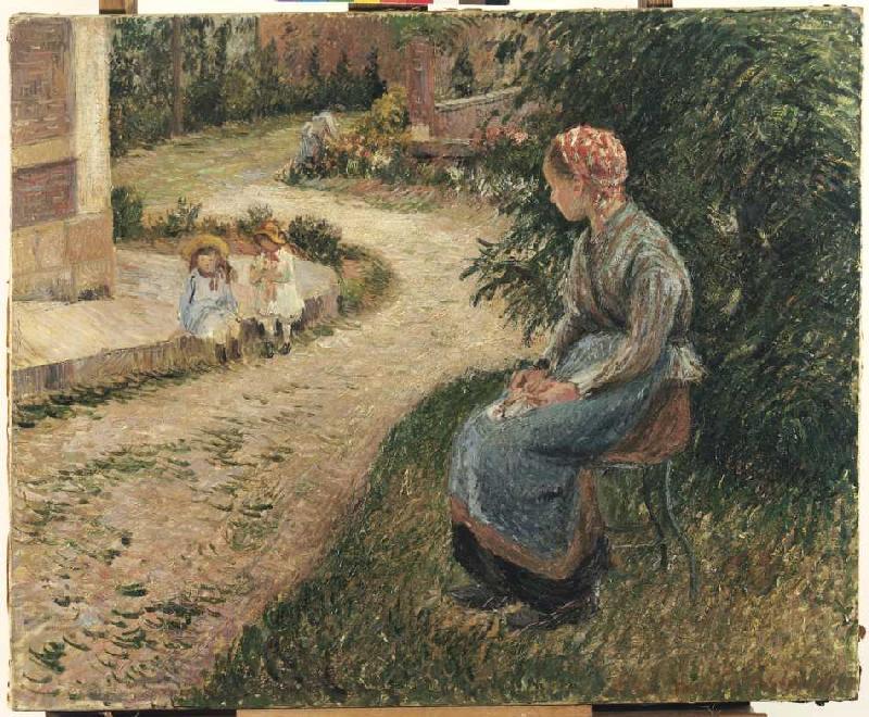 Nanny in the garden of Eragny. a Camille Pissarro
