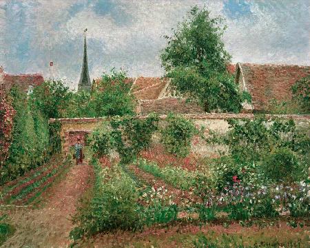 Kitchen garden in Eragny, covered sky, morning