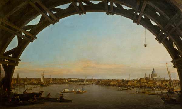 London seen through an arch of Westminster Bridge a Canal Giovanni Antonio Canaletto