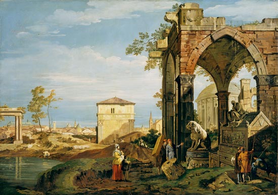 Capriccio with Motifs from Padua a Canal Giovanni Antonio Canaletto