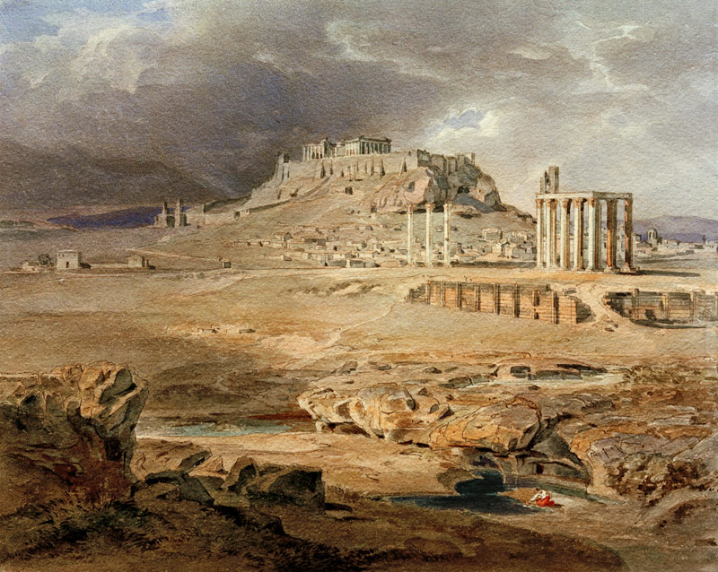 Akropolis and Olympieion, Athen a Carl Anton Joseph Rottmann