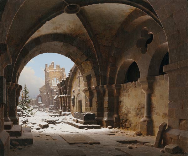 Kirchenruine im Winter. 1848 a Carl Georg Hasenpflug