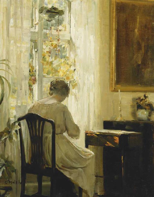At the living room window a Carl Holsoe