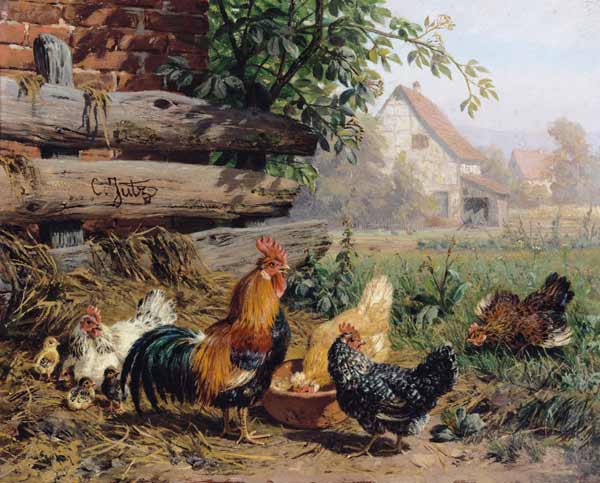 Farmyard Chickens a Carl Jutz