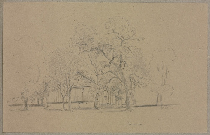 Holzhaus umgeben von Bäumen a Carl Theodor Reiffenstein