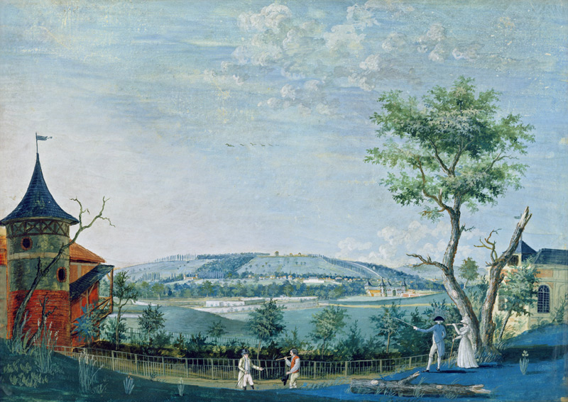 The Hermitage and the Old Castle in the Park at Le Raincy, 1754-93 (gouache on paper) a Carmontelle