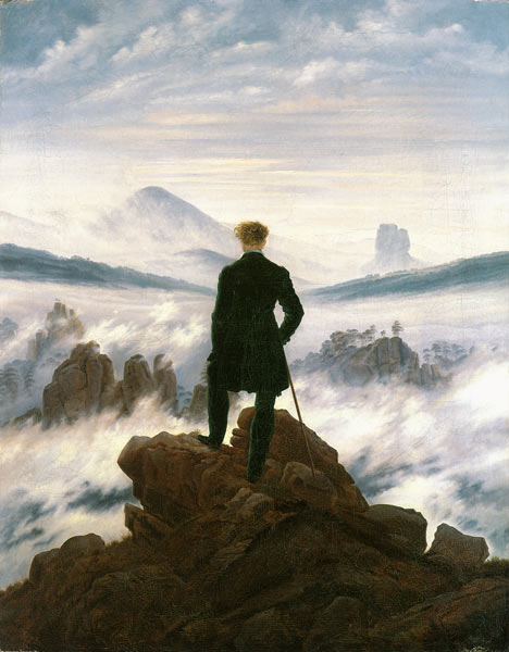 Viandante sul mare di nebbia a Caspar David Friedrich