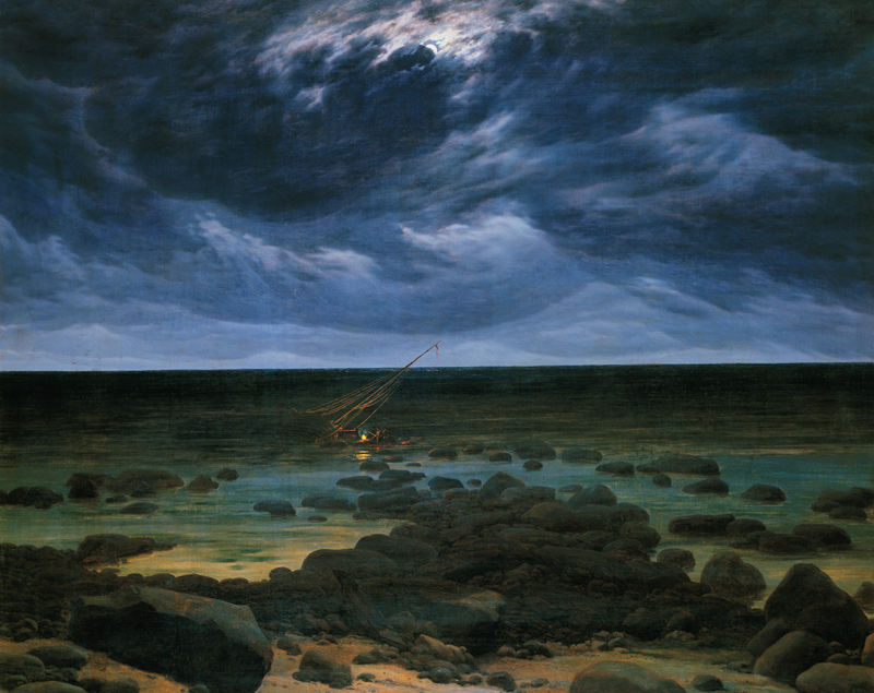 Sea coast at moonlight a Caspar David Friedrich