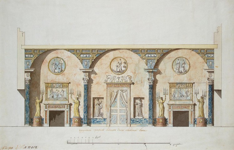 Design for the main hall in the Agate Pavilion at Tsarskoye Selo a Charles Cameron