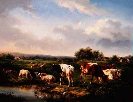 Cattle and Sheep in a Landscape (one of a pair) a Charles Desan