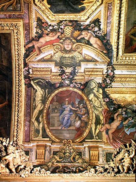 The Foundation of the Hotel Royal des Invalides in 1674, Ceiling Painting from the Galerie des Glace a Charles Le Brun