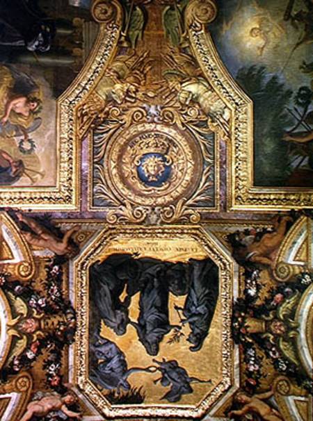 Peace Made at Aix-la-Chapelle in 1668, Ceiling Painting from the Galerie des Glaces a Charles Le Brun