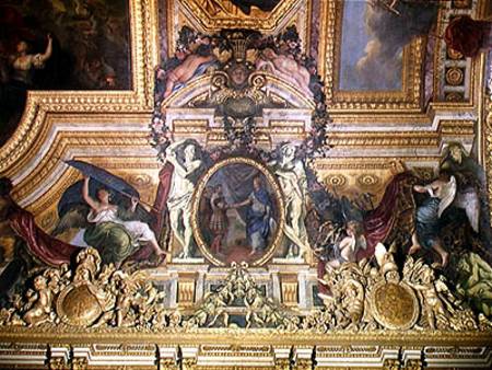 The Renewal of the Alliance with the Swiss in 1663, ceiling painting from the Galerie des Glaces a Charles Le Brun