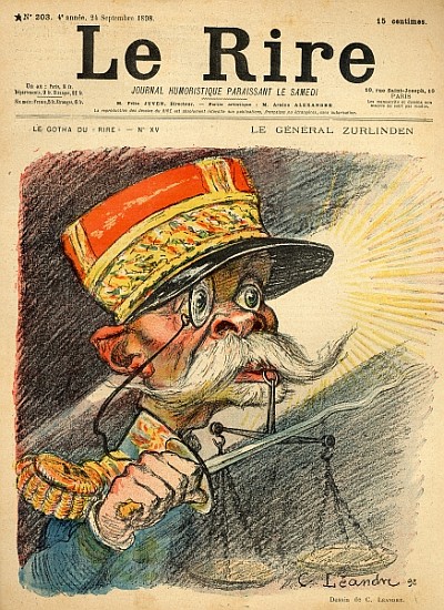 Caricature of General Zurlinden, from the front cover of ''Le Rire'', 24th September 1898 a Charles Leandre