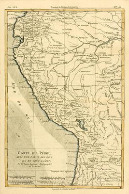 Peru, from 'Atlas de Toutes les Parties Connues du Globe Terrestre' by Guillaume Raynal (1713-96) pu a Charles Marie Rigobert Bonne
