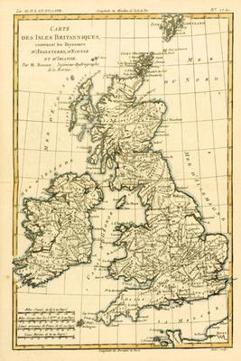 The British Isles, Including the Kingdoms of England, Scotland and Ireland, from 'Atlas de Toutes le a Charles Marie Rigobert Bonne