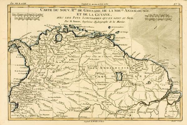 The New Kingdoms of Grenada, New Andalucia and Guyana, from 'Atlas de Toutes les Parties Connues du a Charles Marie Rigobert Bonne