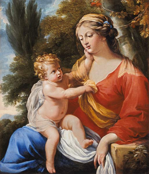 The virgin with the child in a landscape. a Charles Poerson