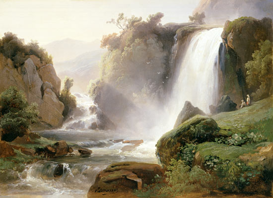 Le cascate di Tivoli - quadro di Charles Rémond come stampa d\'arte o  dipinto.