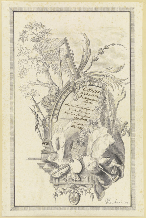 Entwurf zu einem Titelblatt für Johann Christian Gernings Sammlung von Frankfurter Porträts a Christian Benjamin Rauschner