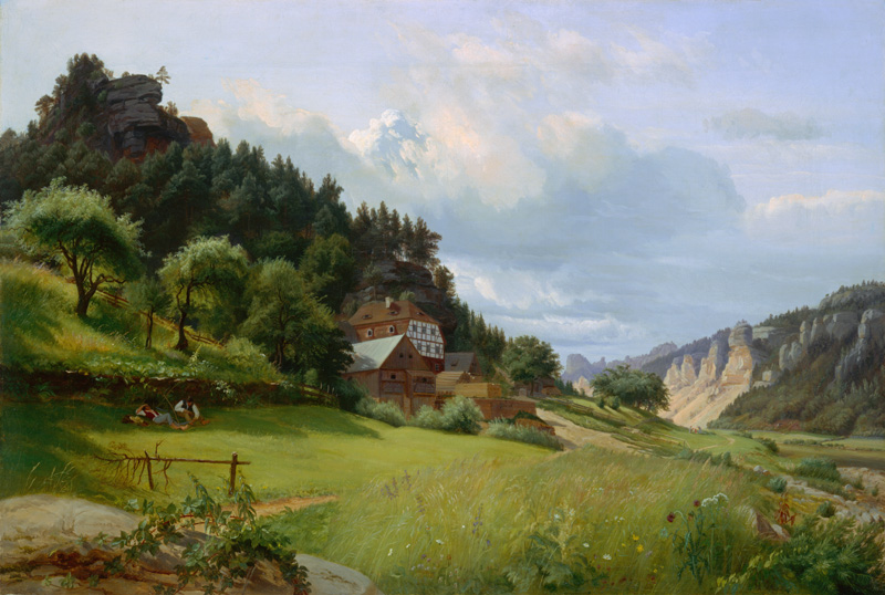 Countryside in Saxon Switzerland. a Christian Friedrich Gille
