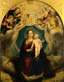 Altar Maria in the glory's middle: Maria with child and angels a Christoph Schwarz