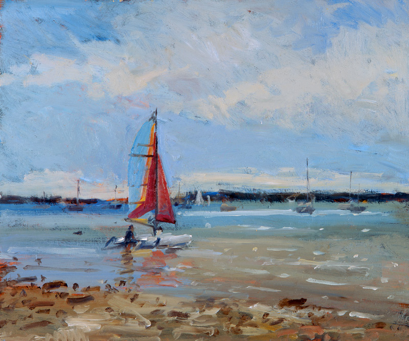 Catamaran, Brittany (oil on panel)  a Christopher  Glanville