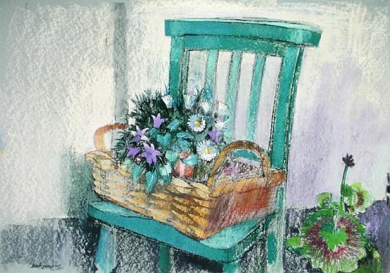 Campanulas and Daisies (pastel on paper)  a Claire  Spencer