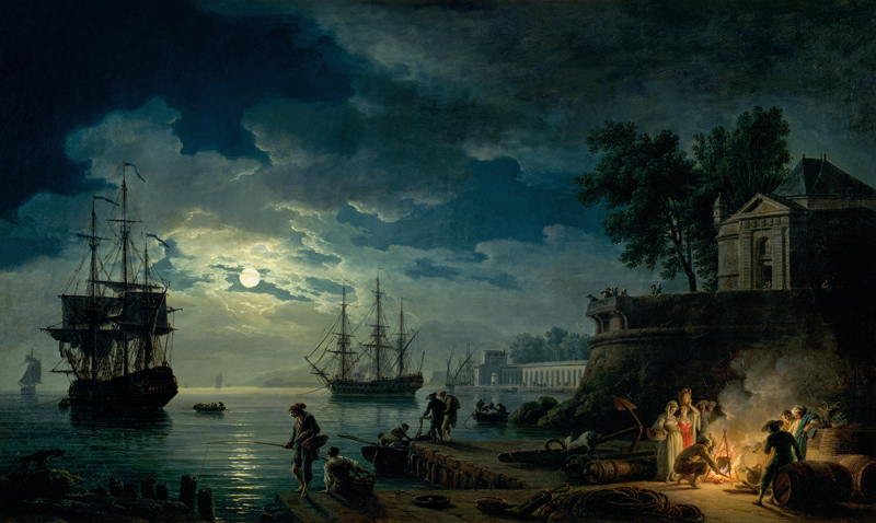 Night: A Port in the Moonlight a Claude Joseph Vernet