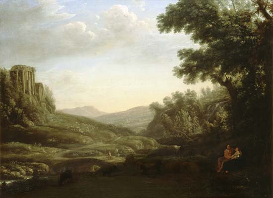 Extensive Wooded Landscape with Ruined Temple a Claude Lorrain