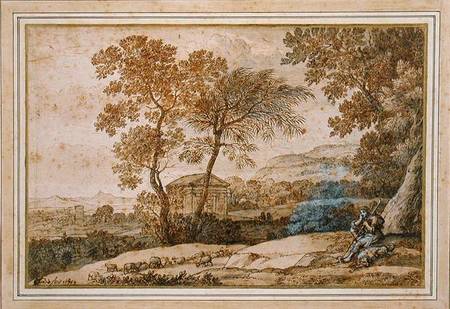 Landscape with a shepherd and his dog a Claude Lorrain