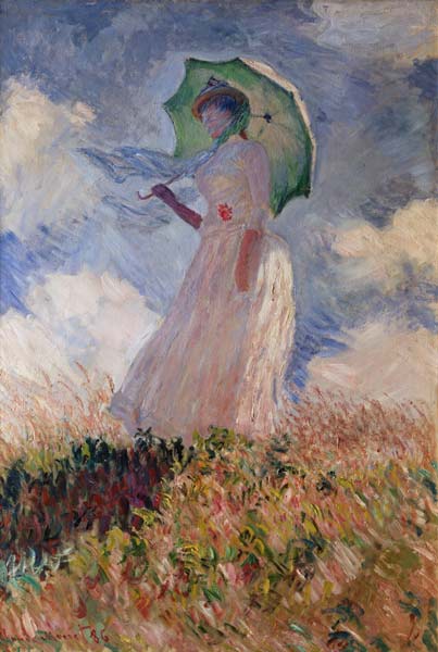 donna con l'ombrello - quadro di Claude Monet come stampa d'arte o dipinto.