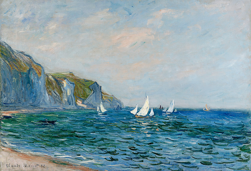 Scogliere e Barche a Vela a Pourville a Claude Monet