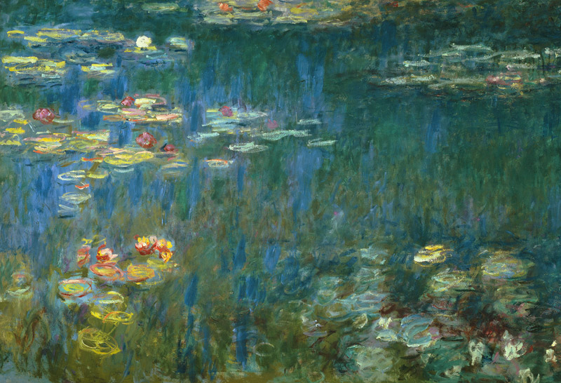 Ninfee,riflessi verdi,parte sinistra a Claude Monet