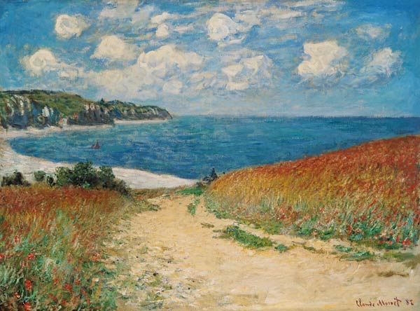 Cammino al mare tra campi di grano, a Pourville a Claude Monet