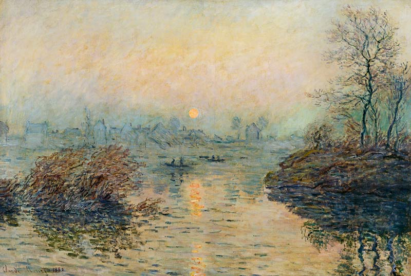Sun Setting over the Seine at Lavacourt. Winter Effect a Claude Monet