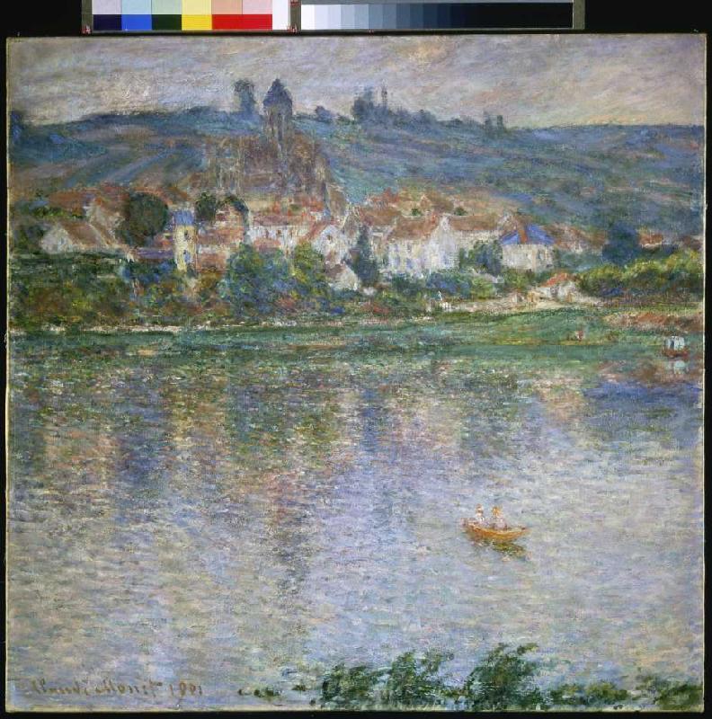 Look at Vetheuil over the river a Claude Monet