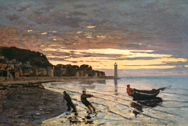 Einholen eines Bootes, Honfleur a Claude Monet