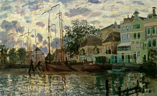 The Dam at Zaandam, Evening a Claude Monet