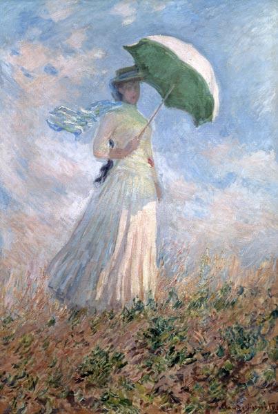 donna con l'ombrello - quadro di Claude Monet riproduzione stampata o copia  dipinta a mano e ad olio su tela