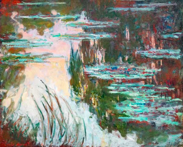 Water-Lilies, Setting Sun a Claude Monet