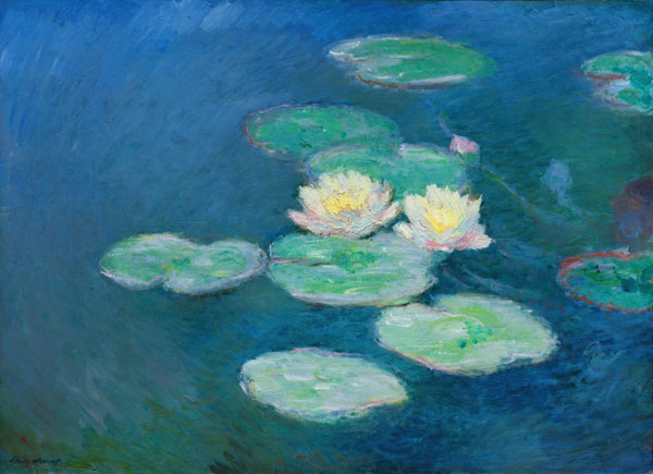 Ninfee, Sera - Claude Monet riproduzione stampata o copia dipinta a mano e  ad olio su tela