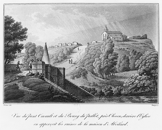 View of the Cacault bridge and the village of Pallet, near Clisson, ruins of the house of Abelard, i a Claude Thienon