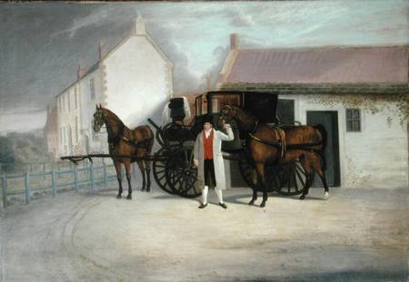 A Groom Holding a Carriage Team a Clifton Tomson
