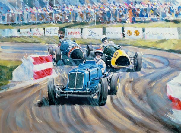 The First Race at the Goodwood Revival, 1998 (oil on canvas)  a Clive  Metcalfe