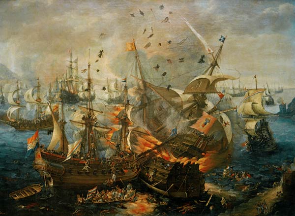 The Explosion of the Spanish Ship 1607 a Cornelis Claez Wieringen van